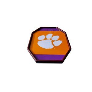 vintage clemson tigers orange and white recliner armchair snack tray.